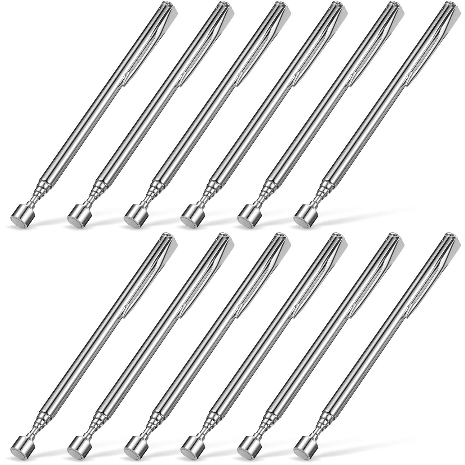 12 Pieces Telescoping Magnet Pickup Tools in 2 Lb Magnetic Stick Gadget with Pocket Clip Magnet Tool to Retrieve Screws Nuts Pins for Men Birthday, Father's Day, Valentine