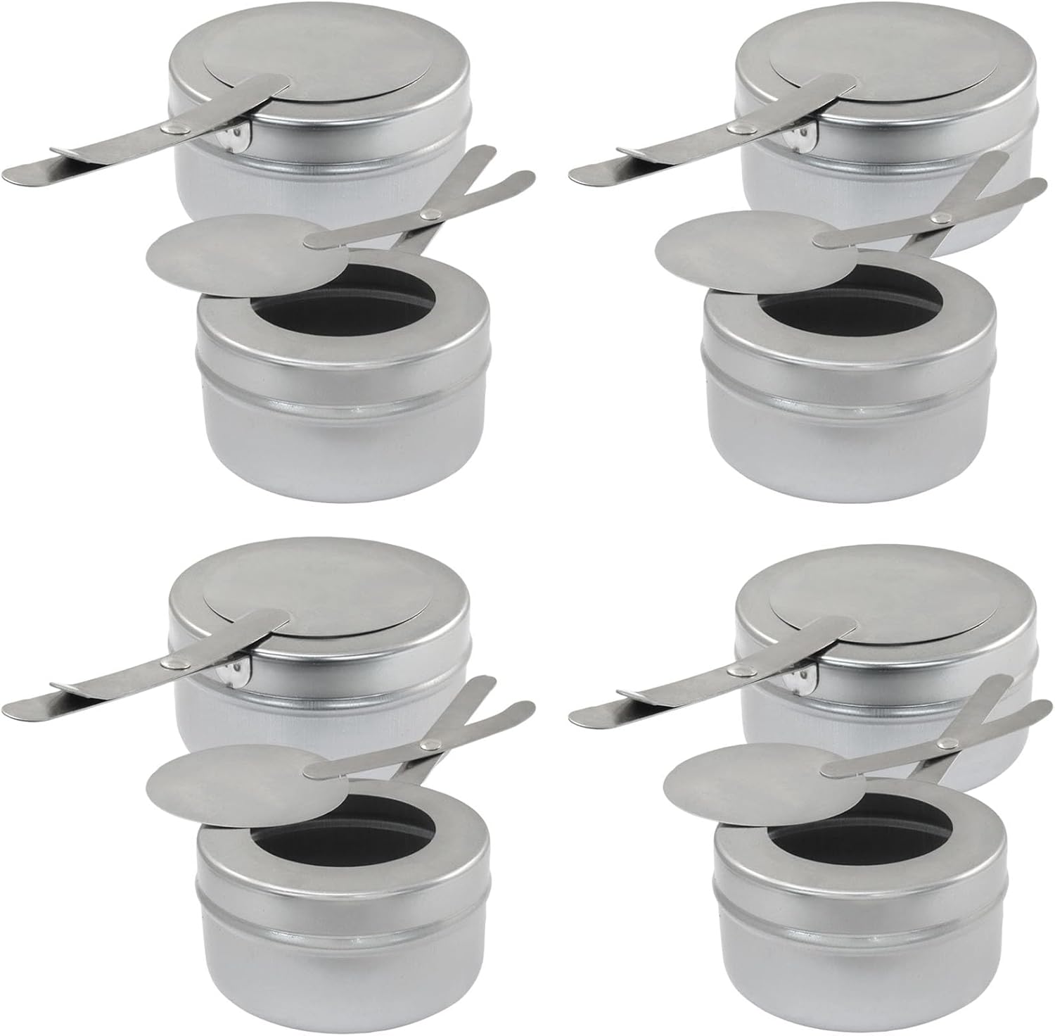 8 Pack Stainless Steel Fuel Holder,Canned Heat Holder，Safety Cover Buffet Warmer, Buffet Warming Trays for Barbecue Buffets Parties(Silver)