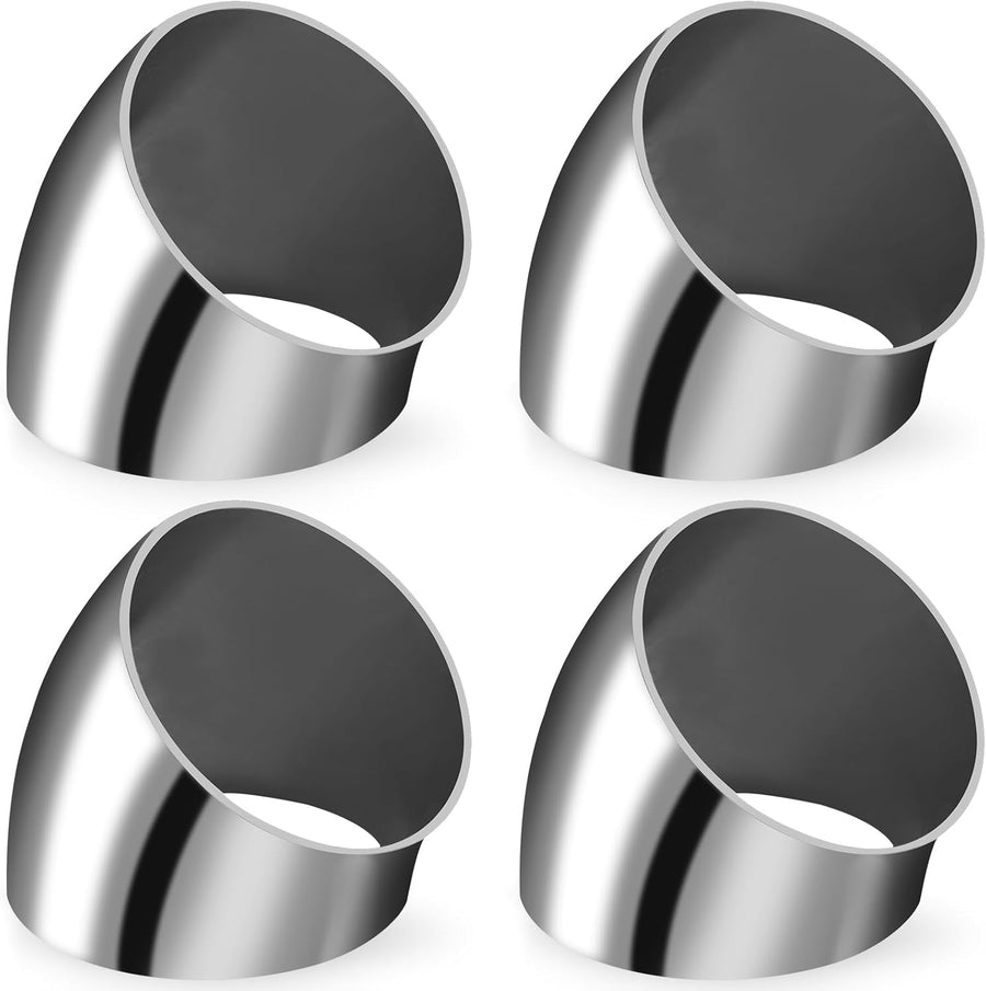 4 Pack OD 3 Inch 45 Degree Bend Tube Exhaust Elbow Pipe, 304 Stainless Steel Mandrel Bend Elbow for Car Modified Exhaust System/Stair Handrail