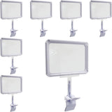7 Pack White Acrylic Sign Holder with Clamp, 7x9 Inch Double Head Display Clips with Rotating Base and Sign Clip for Clothing, Retail, Boutique Display
