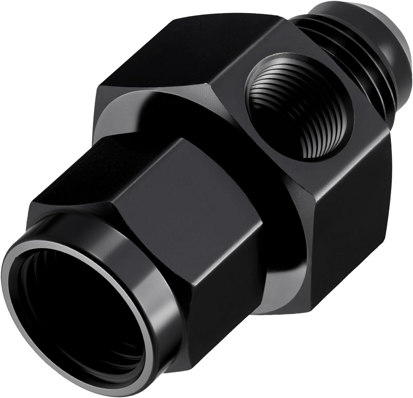 6AN Male Flare to -6 Female Swivel with 1/8" NPT Gauge Port Fuel Pressure Take off Fitting Adapter Aluminum