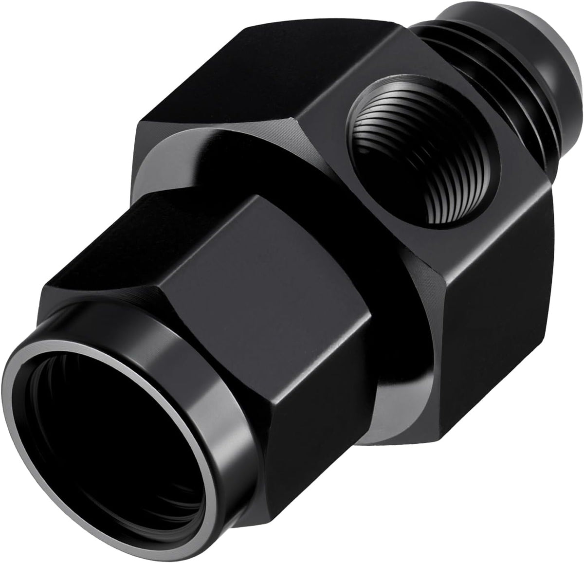 6AN Male Flare to -6 Female Swivel with 1/8" NPT Gauge Port Fuel Pressure Take off Fitting Adapter Aluminum