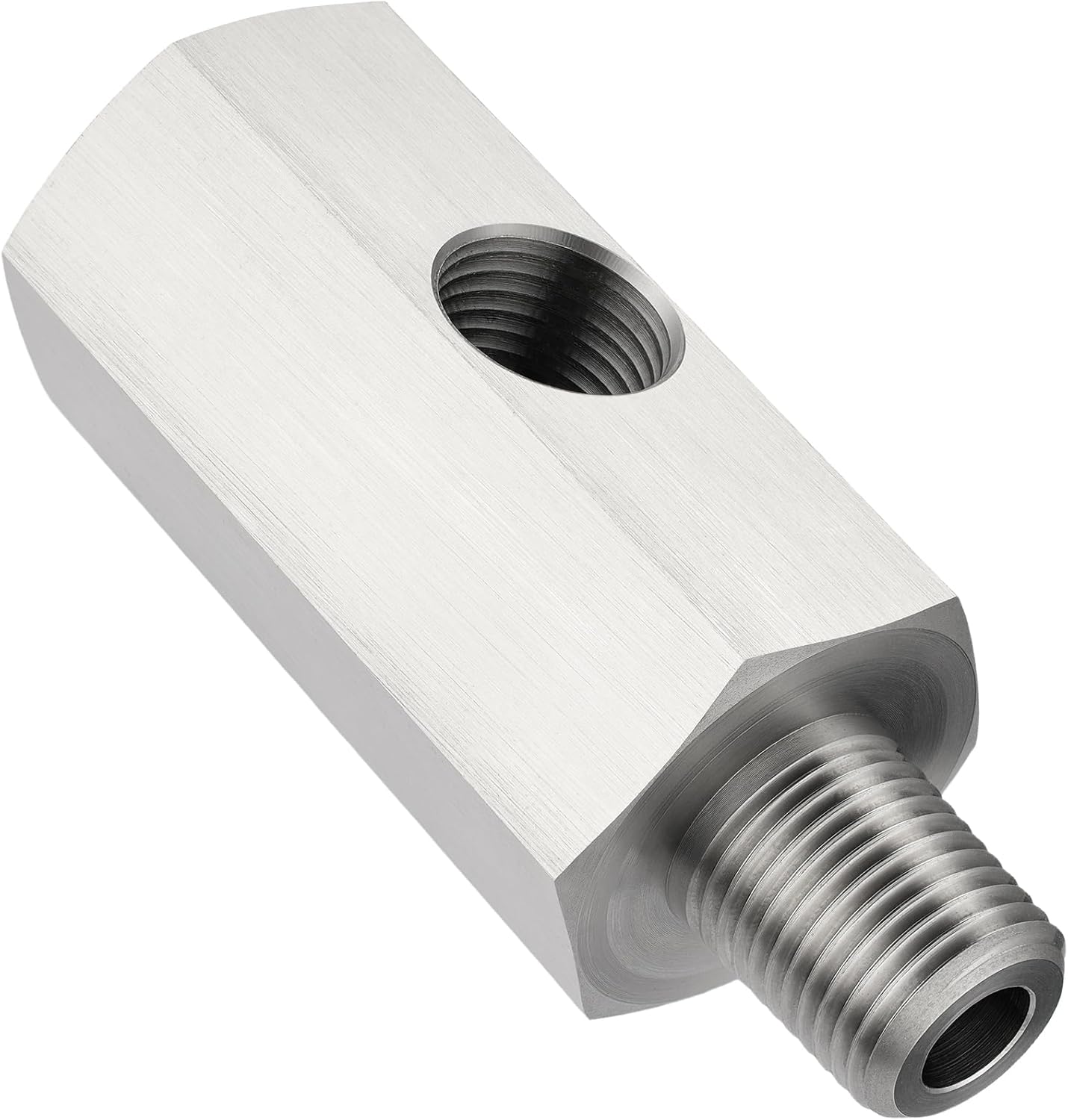 1/8 NPT Oil Pressure Sensor Tee Adapter, Stainless Steel 1/8 NPT Female to Male Threaded Oil Pressure Adapter with 1/8 NPT Female Port, Sliver