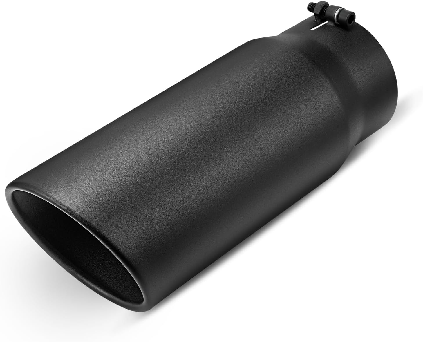 5" to 6" Diesel Exhaust Tip for Trucks, Universal Bolt-On, Black Powder Coated Stainless Steel, 15" Length