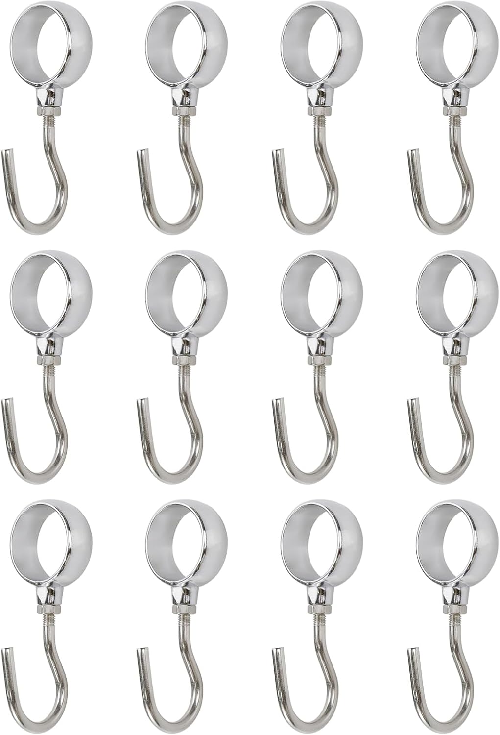 Wardrobe Closet Hook Stainless Steel Hanging Tube Rod Hook Fit for 25mm Rod -Pack of 12