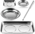 4 pcs Magnetic Tray with Magnetic Pin Screw Bolt Holder Round Magnet Parts Bowl Stainless Steel Pickup Tool Tray for Mechanic&