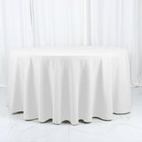 Efavormart White Cotton Blend Round Tablecloth 120" Seamless for 5 Foot Table with Floor-Length Drop