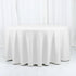 Efavormart White Cotton Blend Round Tablecloth 120" Seamless for 5 Foot Table with Floor-Length Drop