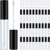 50 Pack 10 ml Empty Lip Gloss Tube Containers Clear Refillable Lip Balm Bottles Plastic Lipstick Tubes with Rubber Inserts Cosmetic Tools for Travel, DIY Makeup, Personal Cosmetic(Black)