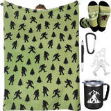 5 Pcs Bigfoot Sasquatch Gifts Sasquatch Lovers Gift with Large Blanket 12 oz Insulated Tumbler Socks Can Opener Keychain and Ballpoint Pen for Men Women Dad Grandpa Gifts