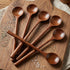 6 Pcs 11 Inch Wood Long Spoons Wooden Long Handle Round Scoops Korean Style Soup Spoons for Soup Cooking Mixing Stirring Kitchen Tools Utensils(Brown)
