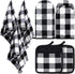 7 Pieces Buffalo Check Dish Towels Pot Holders Oven Mitts Set Cotton Plaid Kitchen Dish Towels Non-Slip Heat Resistant Oven Mitts and Pot Holders for Cooking Baking Grilling Supply (Black with White)