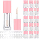 30 Pcs Pink 6ml Empty Lip Gloss Tubes with Wand Bulk Lip Refillable Gloss Containers Cosmetic Bottles with Rubber Stoppers for Lipstick Eyelash Growth Liquid DIY Makeup Kit
