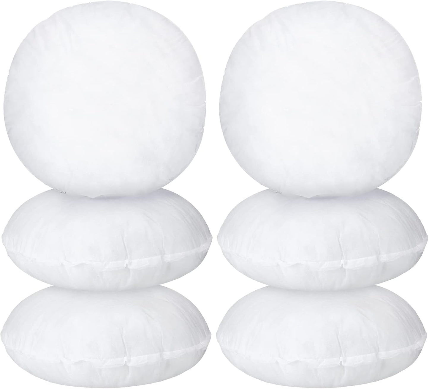 6 Pcs Round Pillow Insert Bulk White Decorative Throw Pillows Insert for Sofa, Cushion and Bed(16 Inch)