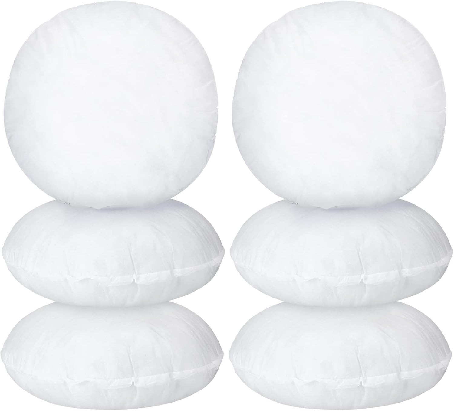 6 Pcs Round Pillow Insert Bulk White Decorative Throw Pillows Insert for Sofa, Cushion and Bed(16 Inch)