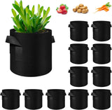 12-Pack 10 Gallon Plant Grow Bags, Thickened Nonwoven Fabric Pots with Handles, Vegetable Planter Bags Containers, Cloth Planters for Garden