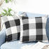 Rustic Buffalo Plaid Pillows with Inserts Set of 2, Retro Cotton Linen Decorative Throw Pillows for Front Porch Patio Decor, Classic Home Decor for Sofa Bed Couch(Black White, 16" x 16")