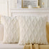 18" x 18" Decorative Throw Pillow with Inserts, Set of 2 Soft Faux Fur Throw Pillows, Square Boho Pillow for Couch, Bed, Sofa Decor, Beige