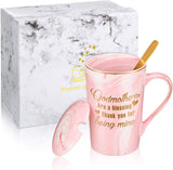 Godmothers Marble Coffee Mug, Godmother Gifts From Godchild, Godmother's Gift for Birthday Mother's Day Christmas, Godmother Proposal Gifts Marble Mug with Spoon Lid and Gift Box, 14 Oz