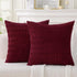 2 Pack Corduroy Decorative Throw Pillow with Inserts, 18x18 Inch Soft Boho Throw Pillow, Square Striped Throw Pillows for Couch, Bed, Sofa Decor (Burgundy)
