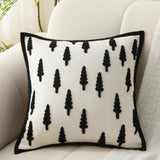 Boho Decorative Throw Pillows with Inserts, 18" x 18" Soft Tufted Modern Chenille Pillow, Pillows for Home, Patio, Couch, Bedroom, Living Room (Black Tree - White Background)