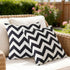 18" x 18" Throw Pillows with Inserts, Pack of 2 Outdoor Waterproof Striped Pillow, Square Decorative Pillows for Patio Furniture Garden Couch Sofa Home (Black Wavy Stripes)
