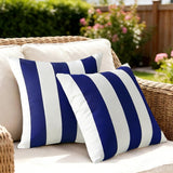 18" x 18" Throw Pillows with Inserts, Pack of 2 Outdoor Waterproof Striped Pillow, Square Decorative Pillows for Patio Furniture Garden Couch Sofa Home (Blue Vertical Stripes)