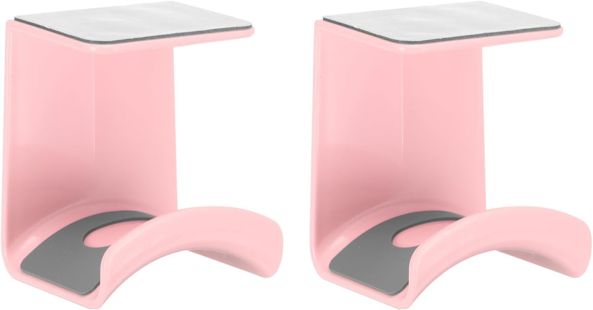 Headphone Stand, 2 Pcs ABS Headset Holder Adhesive Headphone Holder Hook Mount Headphone Hanger Hook Under Desk for Gaming Headphones Earphones Cables, Pink(Hanging)
