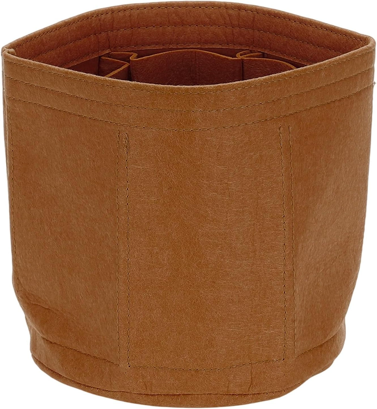 Purse Organizer Insert, 8" x 8" Portable Felt Organizer Bags Round Multiple Compartments Purse Liner for Bucket Bag, Domed Satchel, Tote Bag, Handbag Shaper, Camel