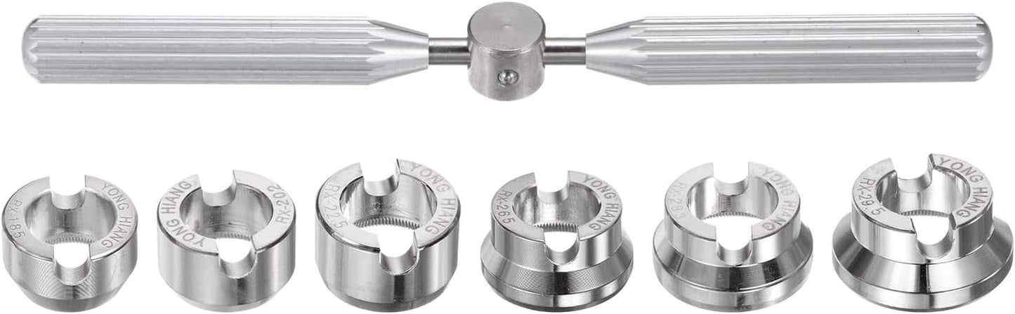 5537 Watch Case Opener Dies Set, Alloy Steel Watch Back Cover Remover Repair Accessory with Wrench for Watch Repair Watchmaker, Silver