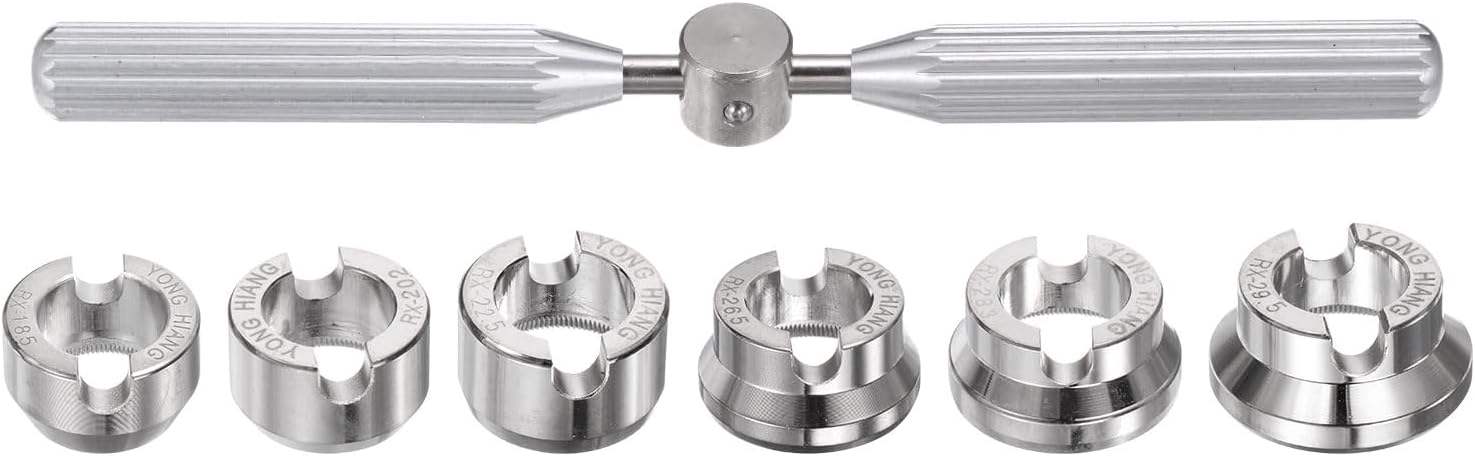 5537 Watch Case Opener Dies Set, Alloy Steel Watch Back Cover Remover Repair Accessory with Wrench for Watch Repair Watchmaker, Silver