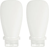 2 Pcs Silicone Squeeze Bottle, 3 oz Refillable Silicone Travel Bottles Leak Proof Mini Size Containers for Toiletries Lotion Shampoo Conditioner, White