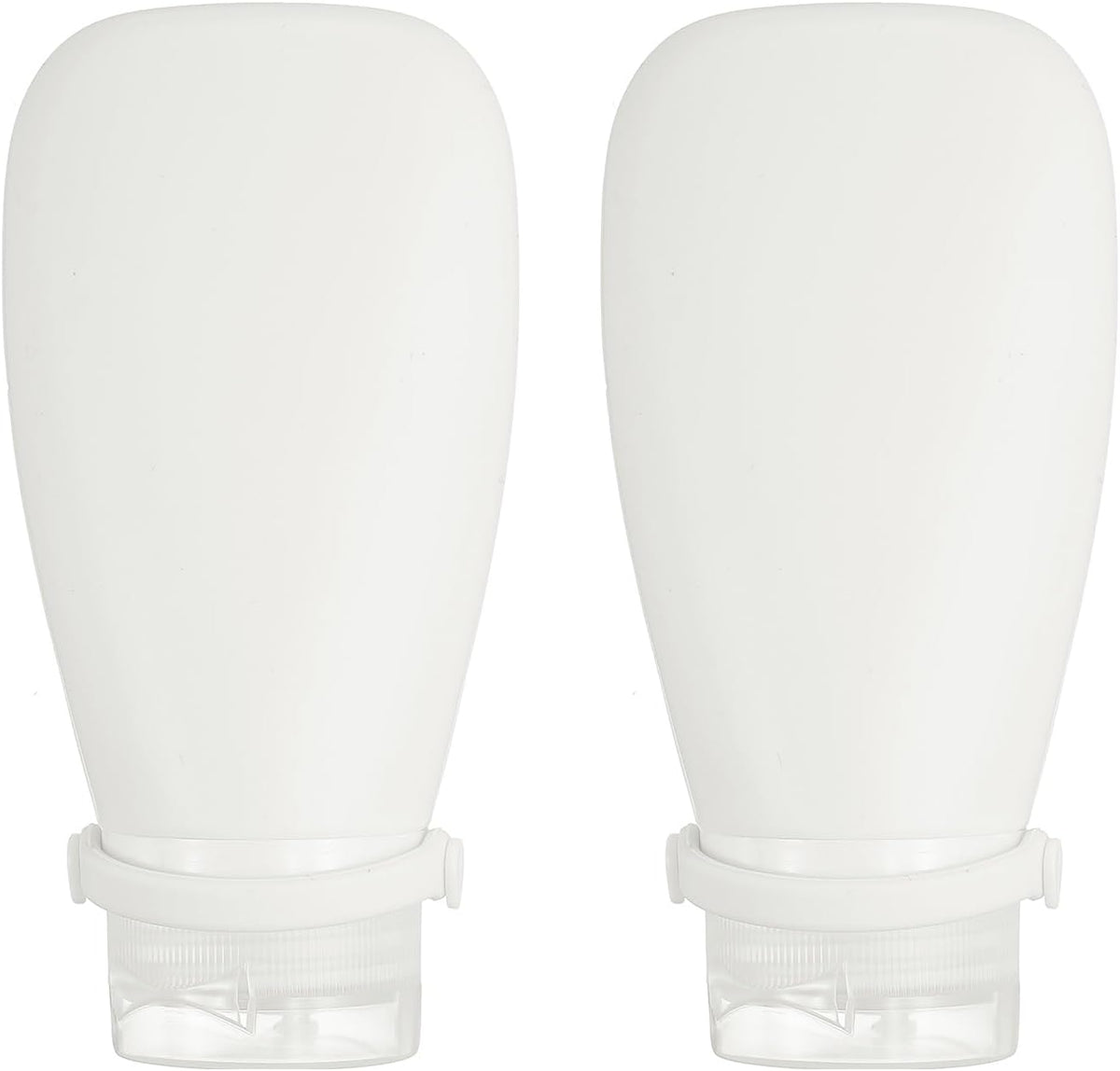 2 Pcs Silicone Squeeze Bottle, 3 oz Refillable Silicone Travel Bottles Leak Proof Mini Size Containers for Toiletries Lotion Shampoo Conditioner, White