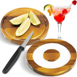 Bar Glass Rimmer for Margarita and Cocktail Sugar and Salt Wooden Rimmer with Lid for Wide Glasses up to 5 Inch, Bar Cart Accessories Bartender Tool Salt Storage