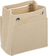 Purse Organizer Insert, Portable Felt Organizer Bags with Snap Multiple Compartments Purse Liner for Domed Satchel, Tote Bag, Handbag Shaper (7" x 4" x 6.3", Beige)