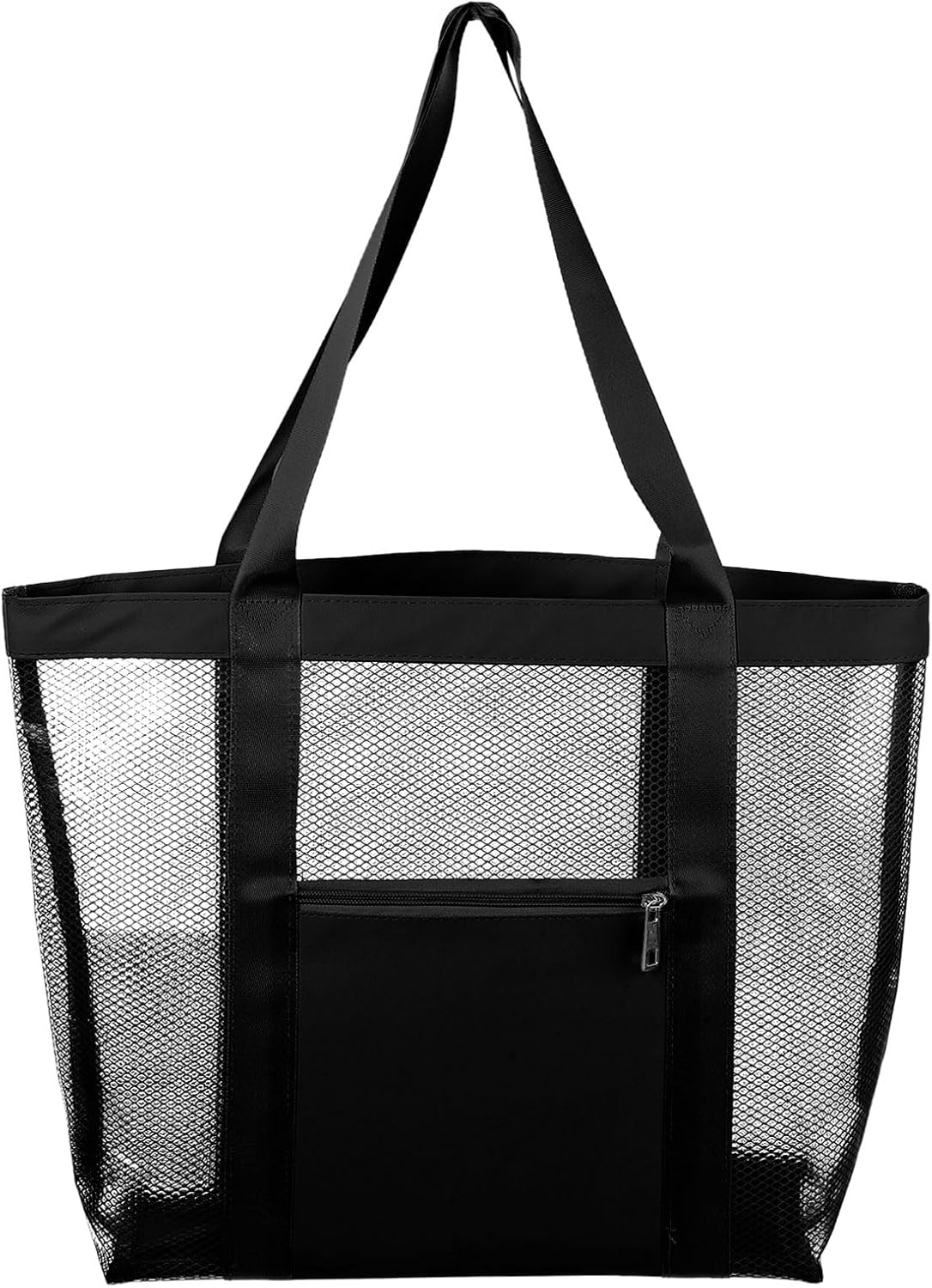 Mesh Beach Tote Bag, 1Pcs 13" x 4" x 13", Upgraded Beach Bags, PVC Waterproof Pool Bag for Beach Vacation and Travel Daily (Black)