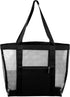 Mesh Beach Tote Bag, 1Pcs 13" x 4" x 13", Upgraded Beach Bags, PVC Waterproof Pool Bag for Beach Vacation and Travel Daily (Black)