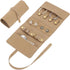 Travel Jewelry Bag Roll, Foldable Jewelry Travel Organizer with Tie Close Microfiber Jewelry Storage Roll Jewelry Case for Women Gift Necklaces Earrings Rings Bracelets, Khaki