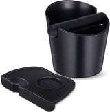 Set of 2 Pieces Espresso Knock Box and Coffee Tamper Mat Reliable Barista Tools with Removable Knock Bar Non-slip Base Food Safe Silicone Espresso Tamper Mat for Barista Bar Shop Worktop