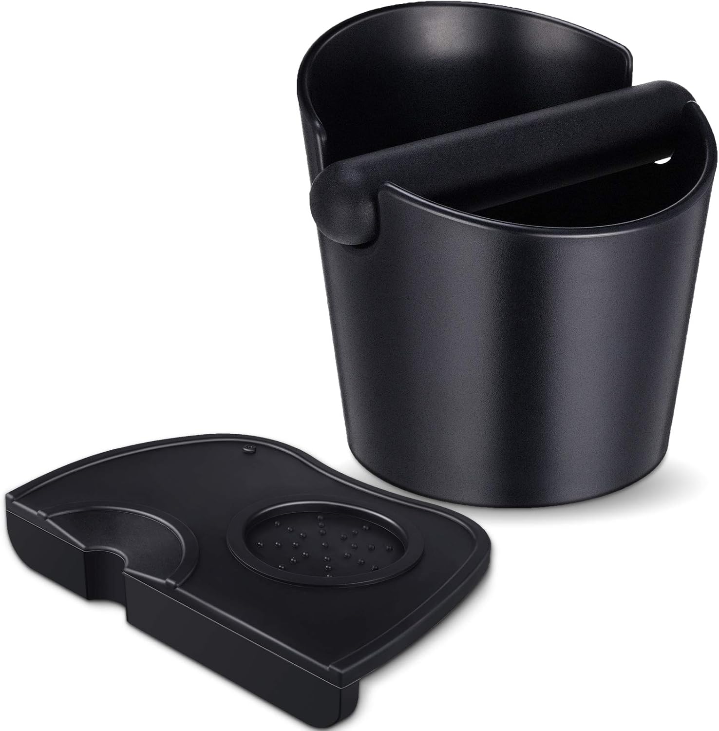 Set of 2 Pieces Espresso Knock Box and Coffee Tamper Mat Reliable Barista Tools with Removable Knock Bar Non-slip Base Food Safe Silicone Espresso Tamper Mat for Barista Bar Shop Worktop
