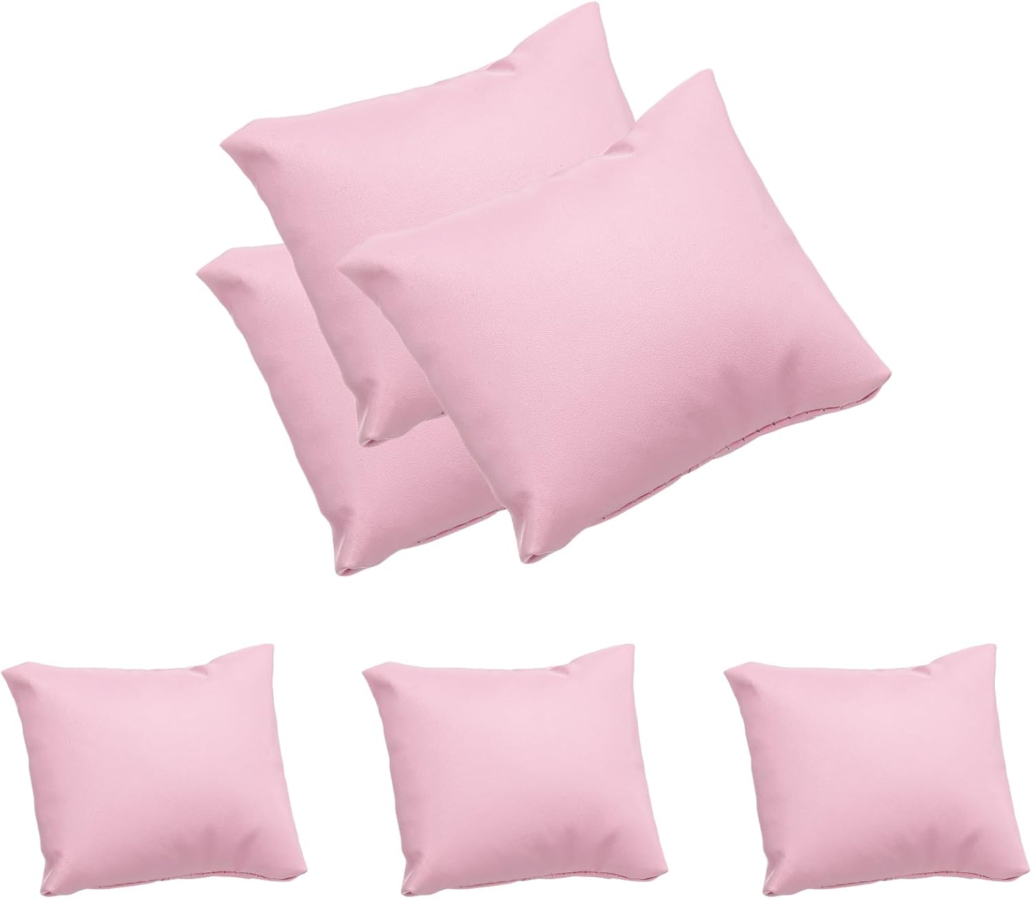 6pcs Leather Watch Pillows, Jewelry Display Pillow for Bracelet, Watch, Anklet, Bangle, Dangle Earring and Necklace Pink