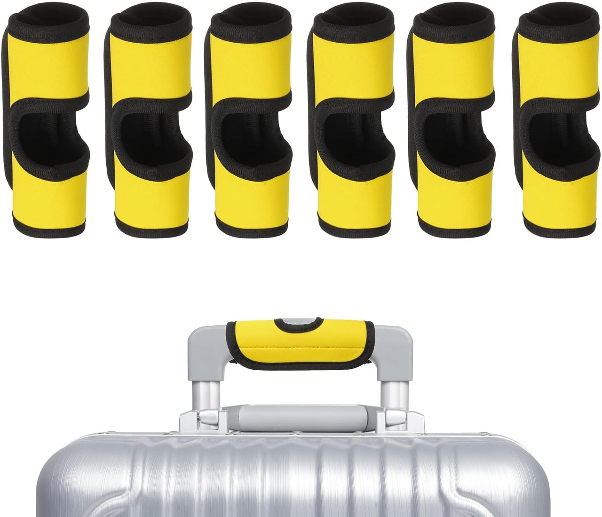 6 Pcs Luggage Handle Wrap, Hollow Neoprene Handbag Grip Cover Protector Luggage Identifiers Suitcase Handle Wraps for Luggage Suitcase Travel Bags, Yellow