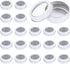 2 Oz Tin Cans, 24 Pcs Aluminum Round Tins, Travel Sized Small Metal Tins Cosmetic Sample Containers with Clear Lid for Lotion Bars Beard Balms Candles, White