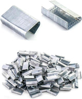 Seals for 1/2" Strap Width Steel Strapping, 500 Pcs Metal Clips for Firmly Securing Packaging and Pallet Banding, Fix Large and Medium-sized Loads for Storage and Transportation