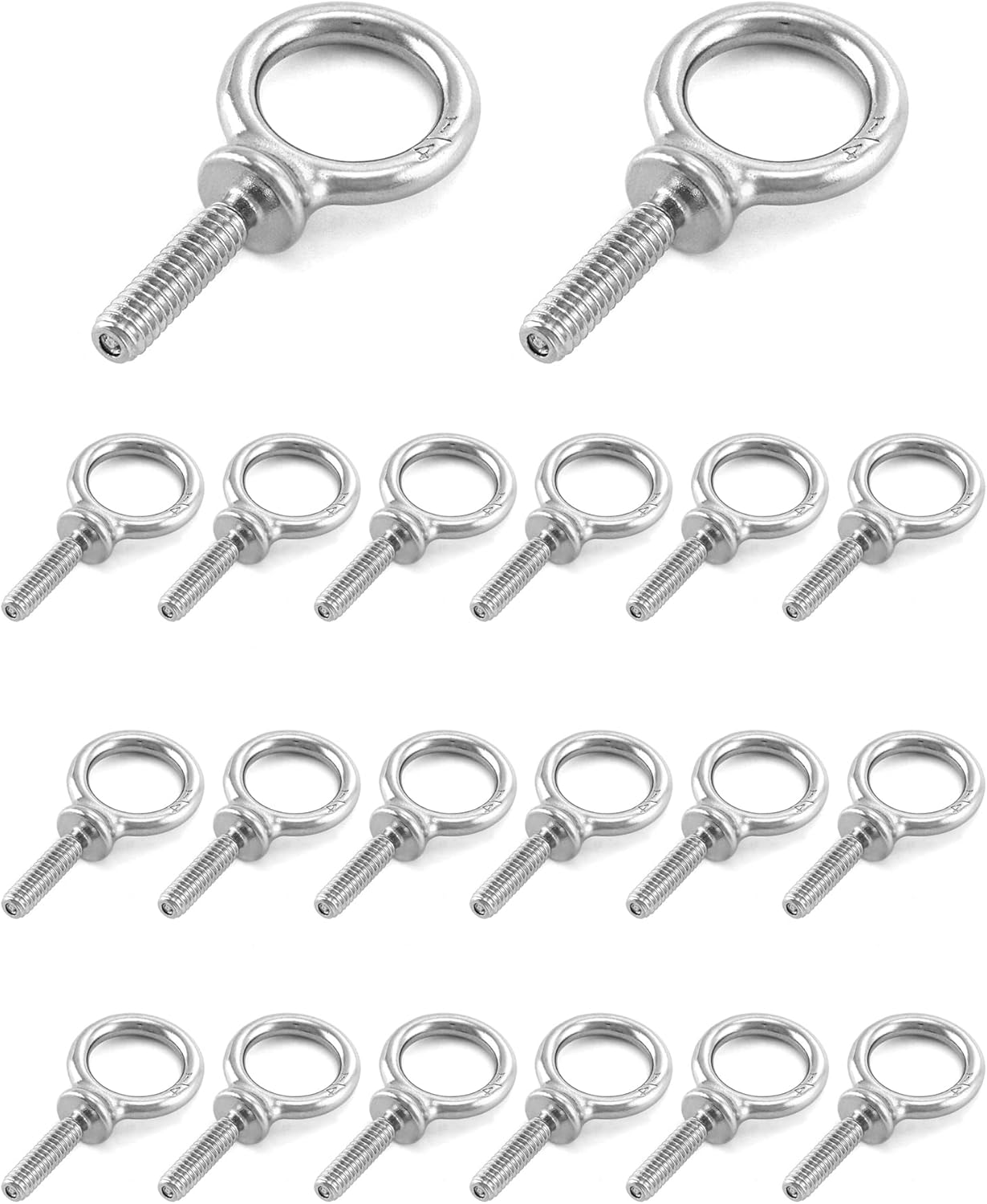 Eye Bolt, 20 Pack 1/4" - 20 x 1 Marine Grade Stainless Steel Lifting Ring Threaded Eyebolt Machinery Shoulder Eyebolts