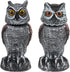 2 Pack Fake Owl Decoys to Scare Birds Away, Rotating Head Bird Deterrents, Nature Enemy Scarecrow Plastic Statues, Pest Repellent for Gardens and Patios