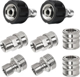 Pressure Washer Adapter Set, Stainless Steel Quick Disconnect Kit with M22 Metric Male Thread Quick Connector, M22 Swivel to 3/8'' Quick Connect, 3/4" to Quick Release, 8 Pack