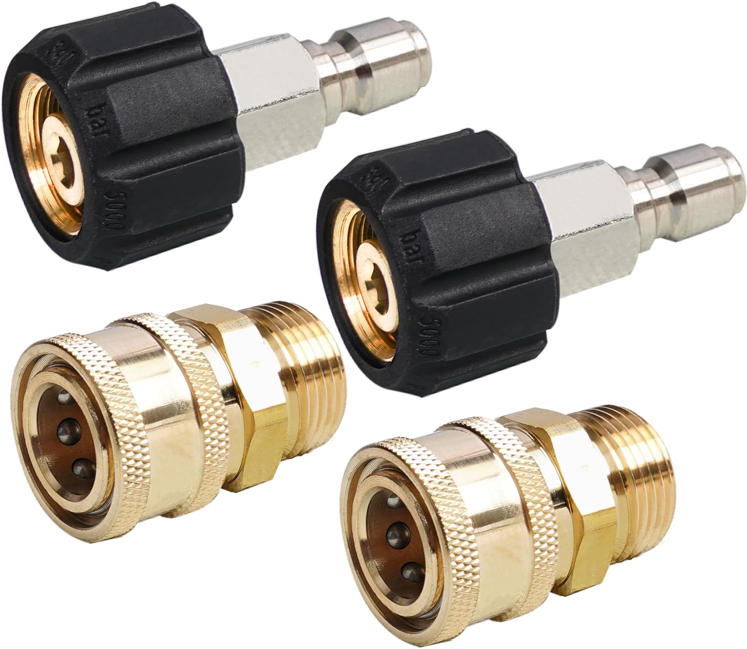 Pressure Washer Quick Connect Fittings, M22 14mm to 3/8 Inch Quick Connector Power Washer Adapter, 2 Set