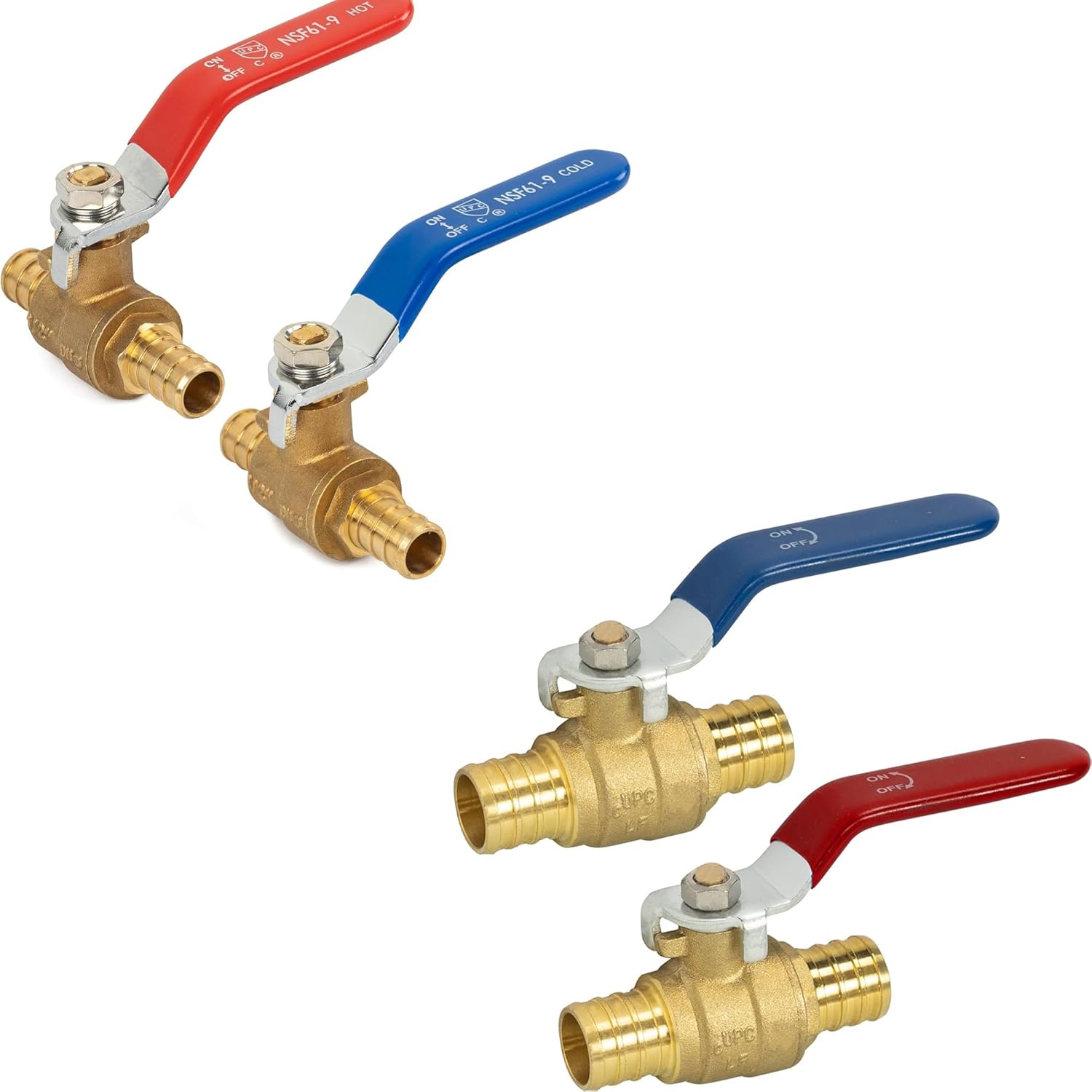 1/2 Inch Pex Full Port Shut Off Ball Valve + 3/4 Inch Pex Full Port Shut Off Ball Valve Hot and Cold