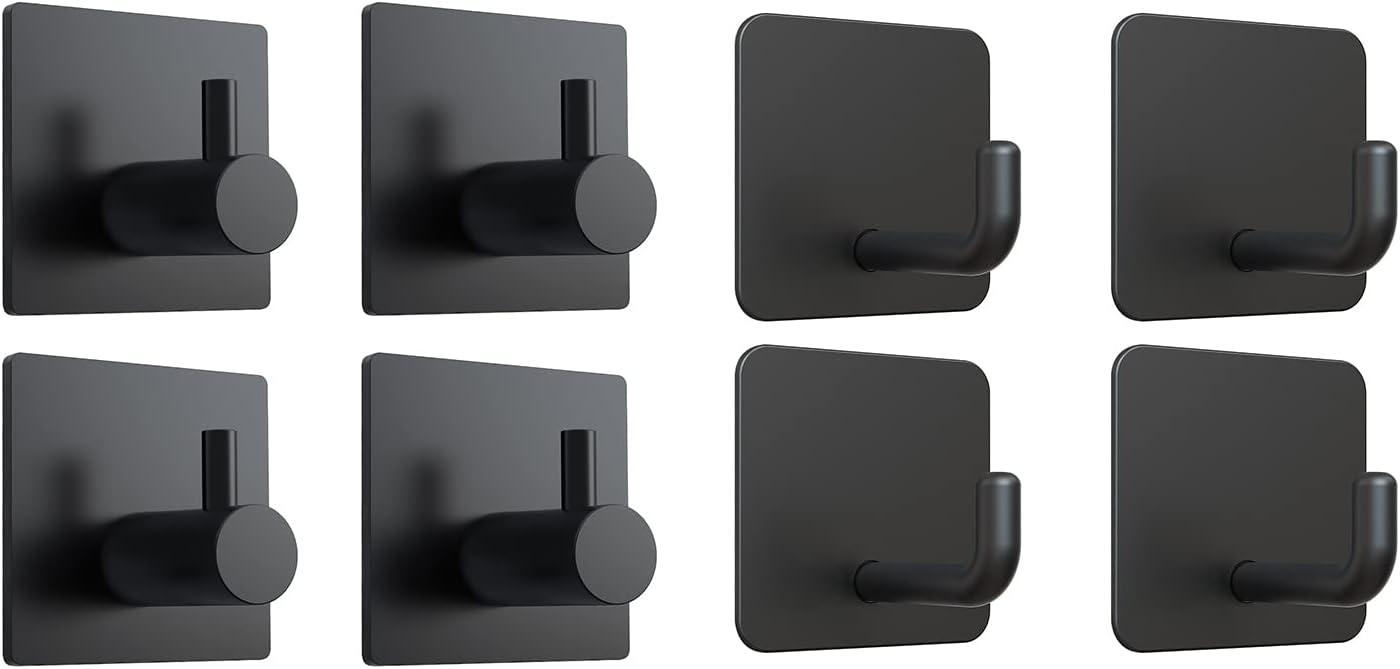 2 Types of Black Adhesive Hooks Bundle